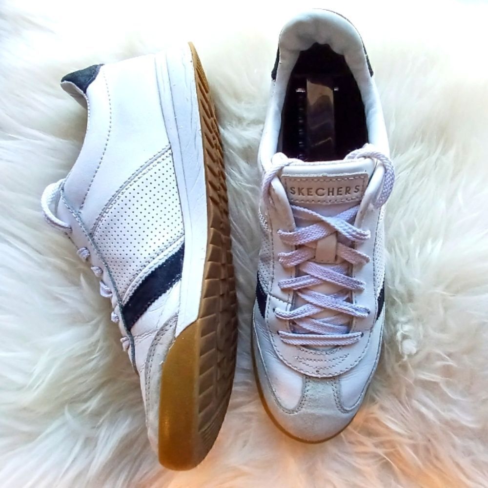 Skechers leather upper black and white